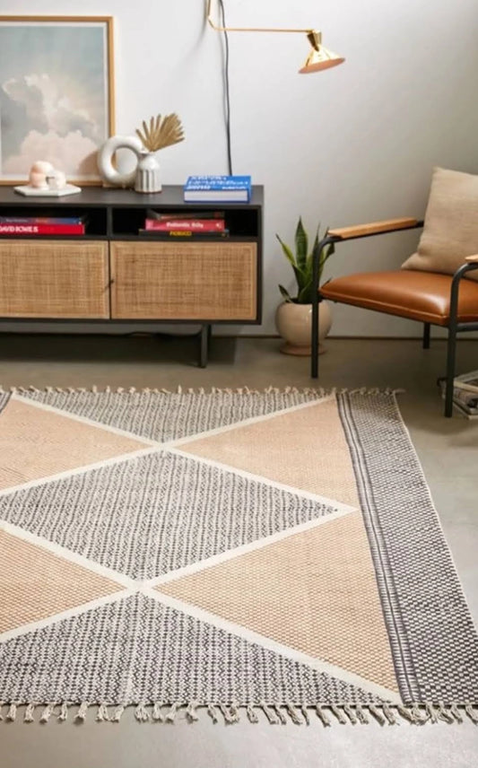 Pitter-Pattern Handmade Cotton Rug: 3x5