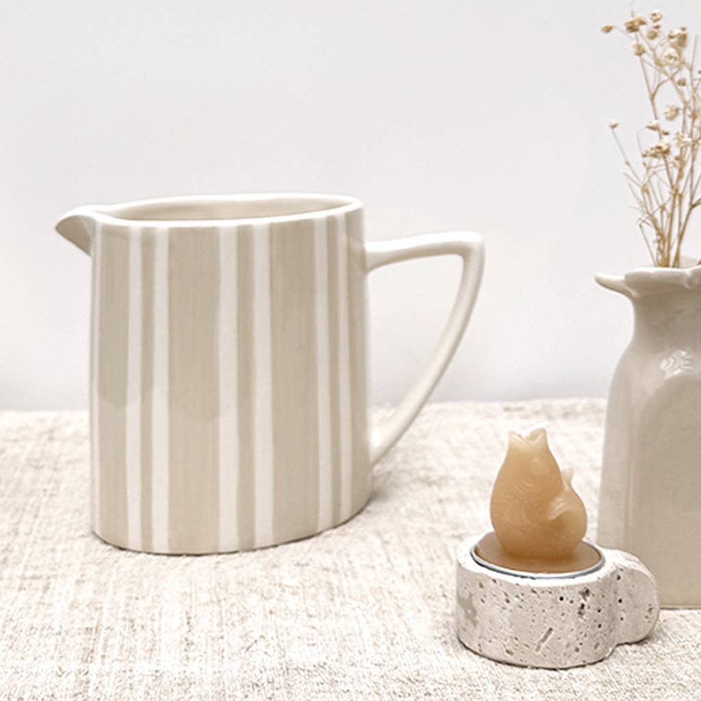Sand striped pitcher L16 W10.5 H12cm