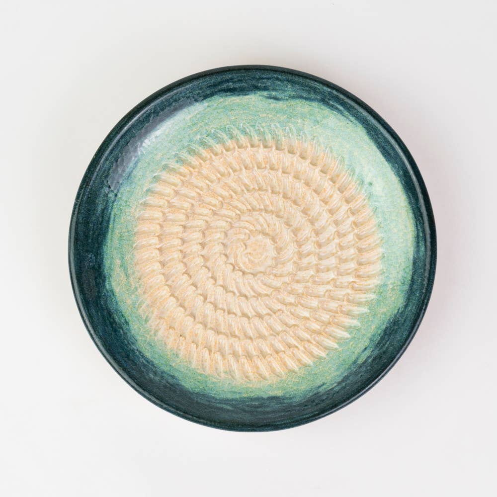 Small Ceramic Garlic Grater Plate - Turquoise Brisa