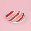 Small Ceramic Garlic Grater Plate - Striped Red, Pink and White - Sweetheart