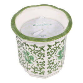 Plumeria Green and White Ceramic Scented Candle
