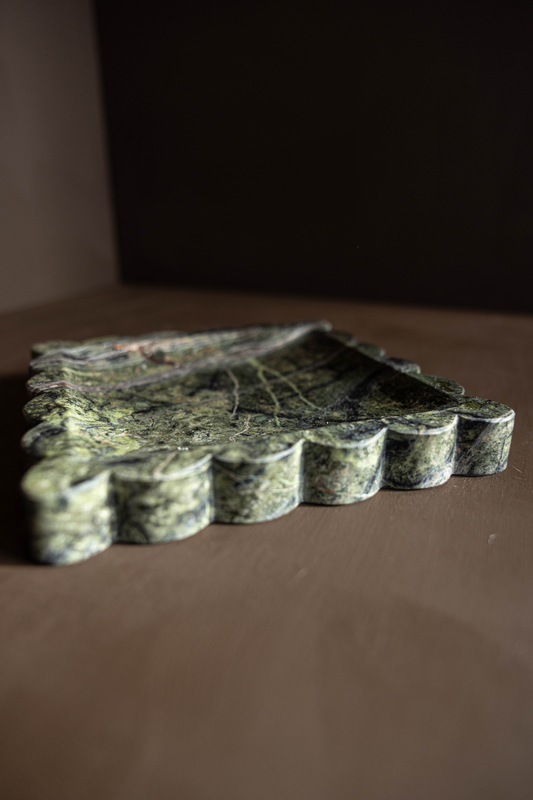 Emerald Scalloped Marble Tray