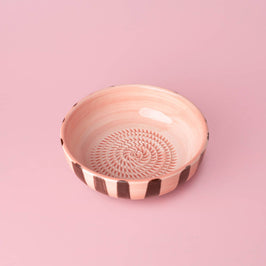 Ceramic Grater Bowl - Pink & Chocolate