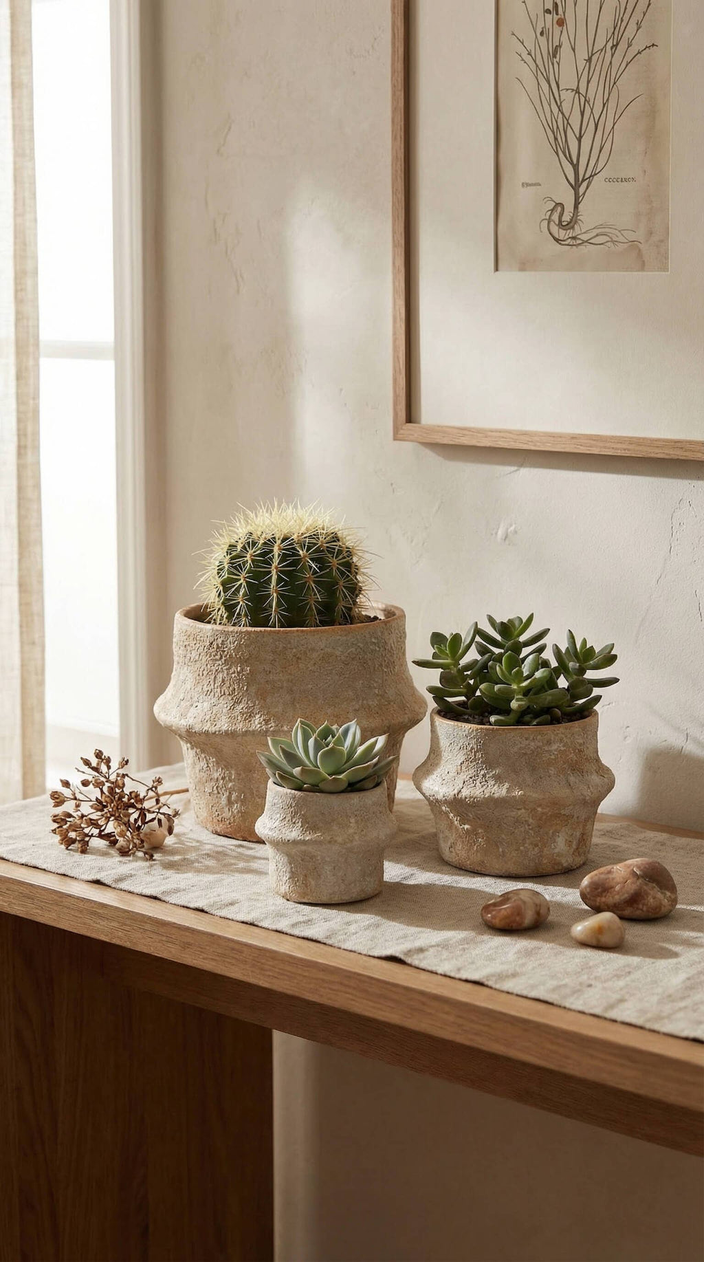 Ceramic Planter Pot, Textured with Drainage - Solene