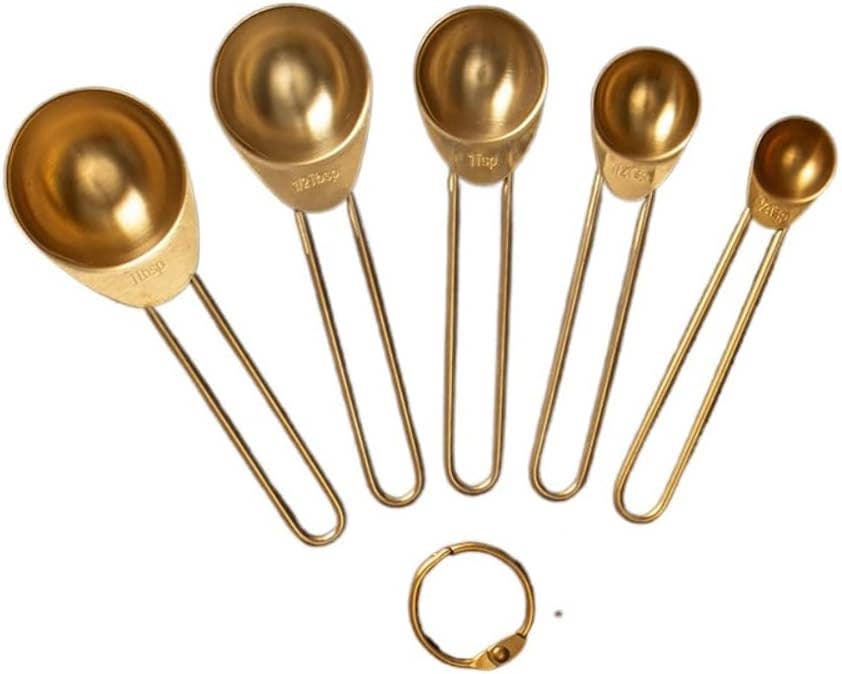 Gold Colored Stainless Steel Measuring Spoons – 5 Pcs Set