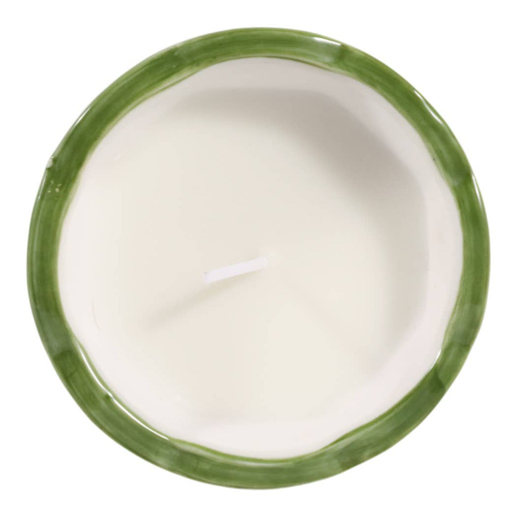 Plumeria Green and White Ceramic Scented Candle