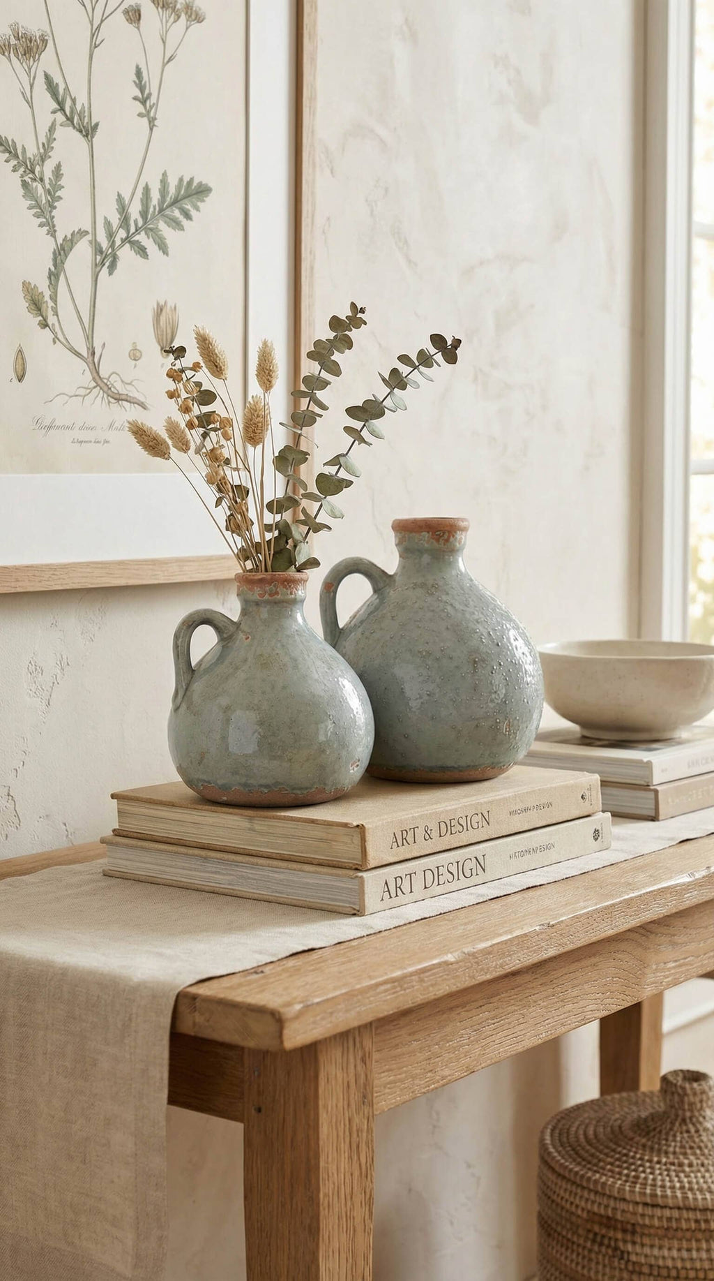 Ceramic Jug Vase, Vintage Style, Blue Grey - Delphi