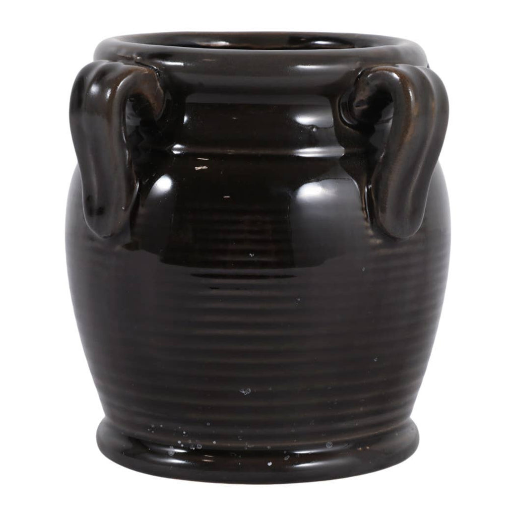 Black Ceramic Pen Holder w/ Handles