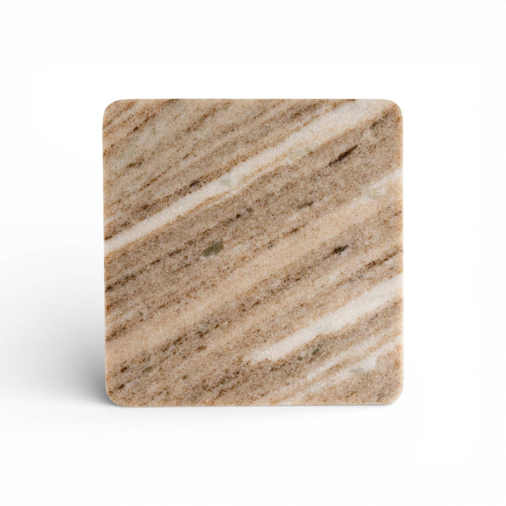 Square Marble Platter – Beige