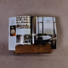 Mango Wood Scalloped Cookbook Stand - product in use