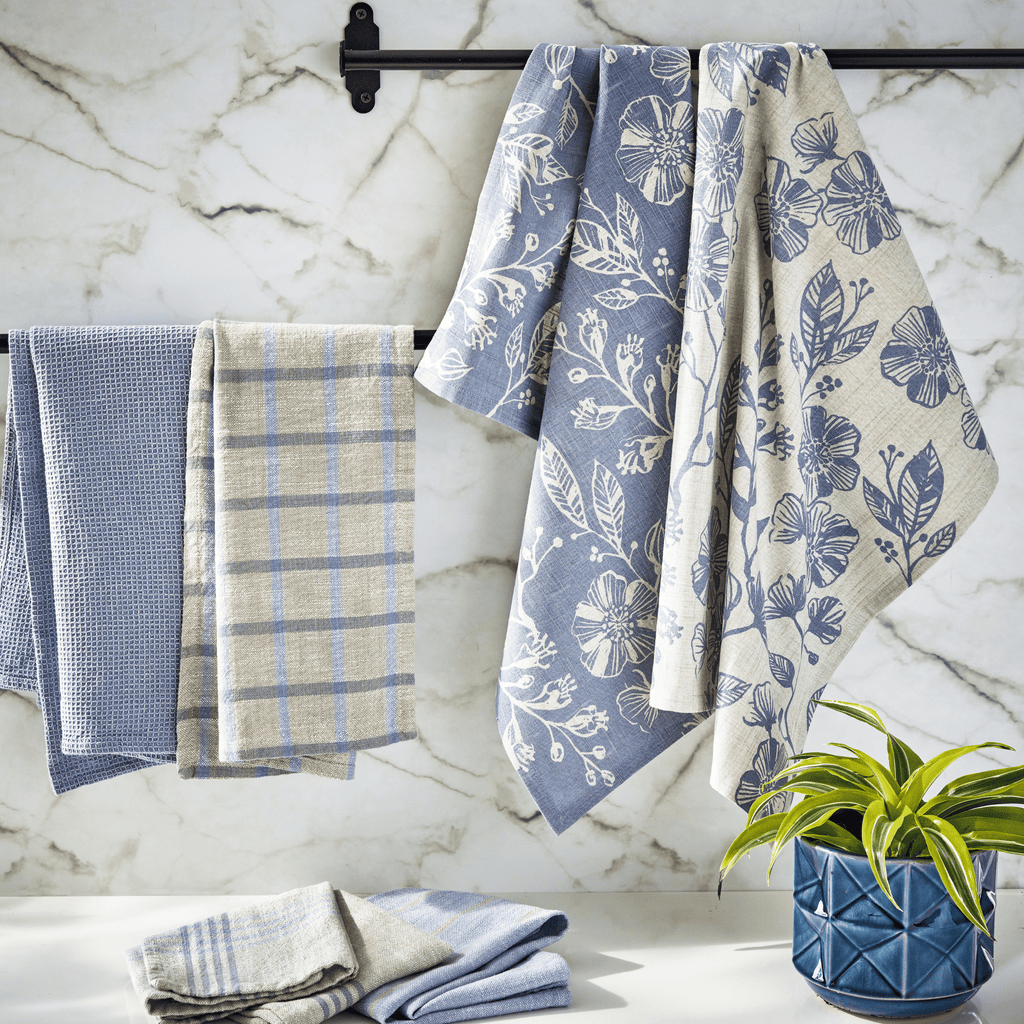 Canyon Print Floral Dishtowels - Denim - Each Sold Separately