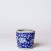 Tiny Dark Blue and White Porcelain Peony Cachepot