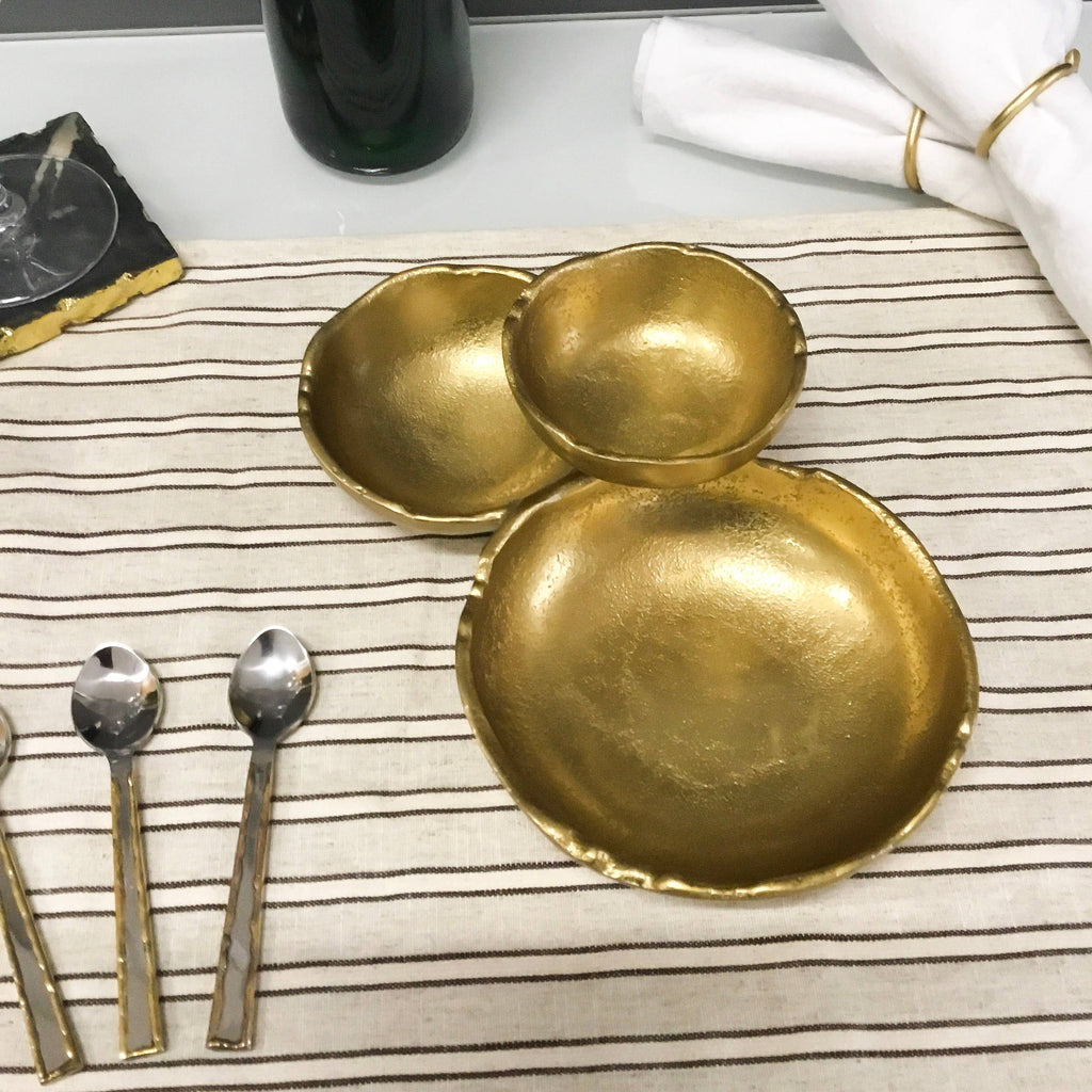 Gold Textured 3-Bowl Cluster Dish