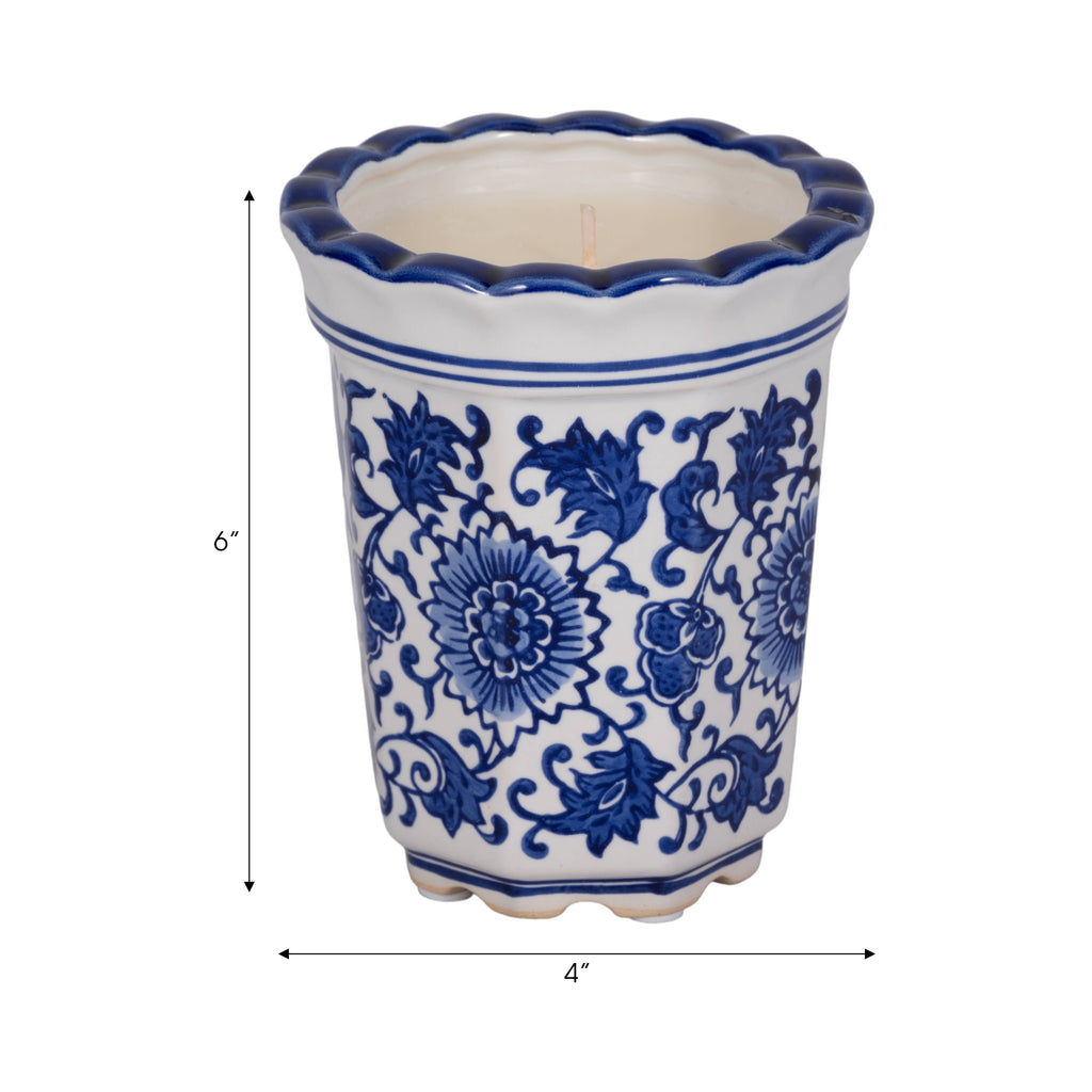 Jasmine Blue/White Ceramic Scented Candle