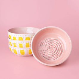 Medium Ceramic Garlic Grater Bowl - Yellow Valentina