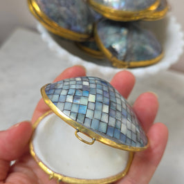 Polished Blue Crackle Shell Trinket Box