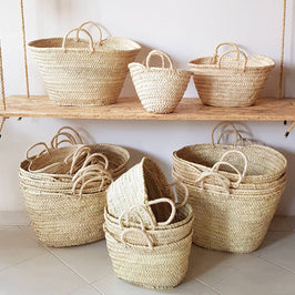 Moroccan Farmers Shopping Basket - Straw