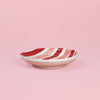 Small Ceramic Garlic Grater Plate - Striped Red, Pink and White - Sweetheart
