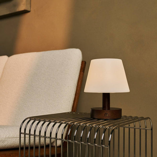 Teddy Dark Brown Wooden Rechargeable Table Lamp | Dimmable & Cordless with 80 Hours Battery Life