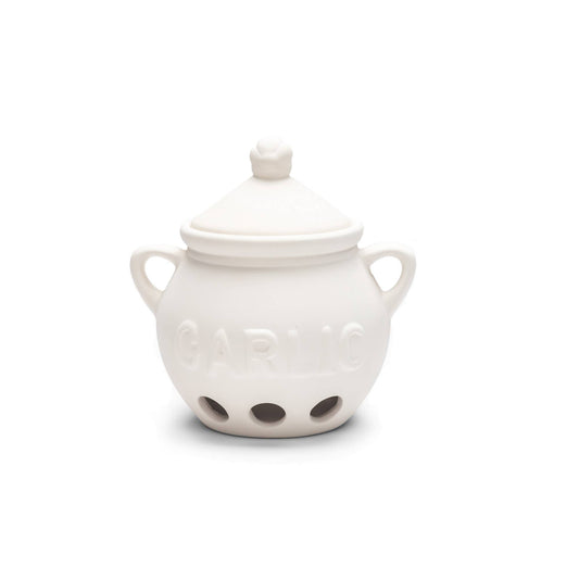Ceramic Garlic Keeper, White, 5.75" x 5.25" x 5.5"