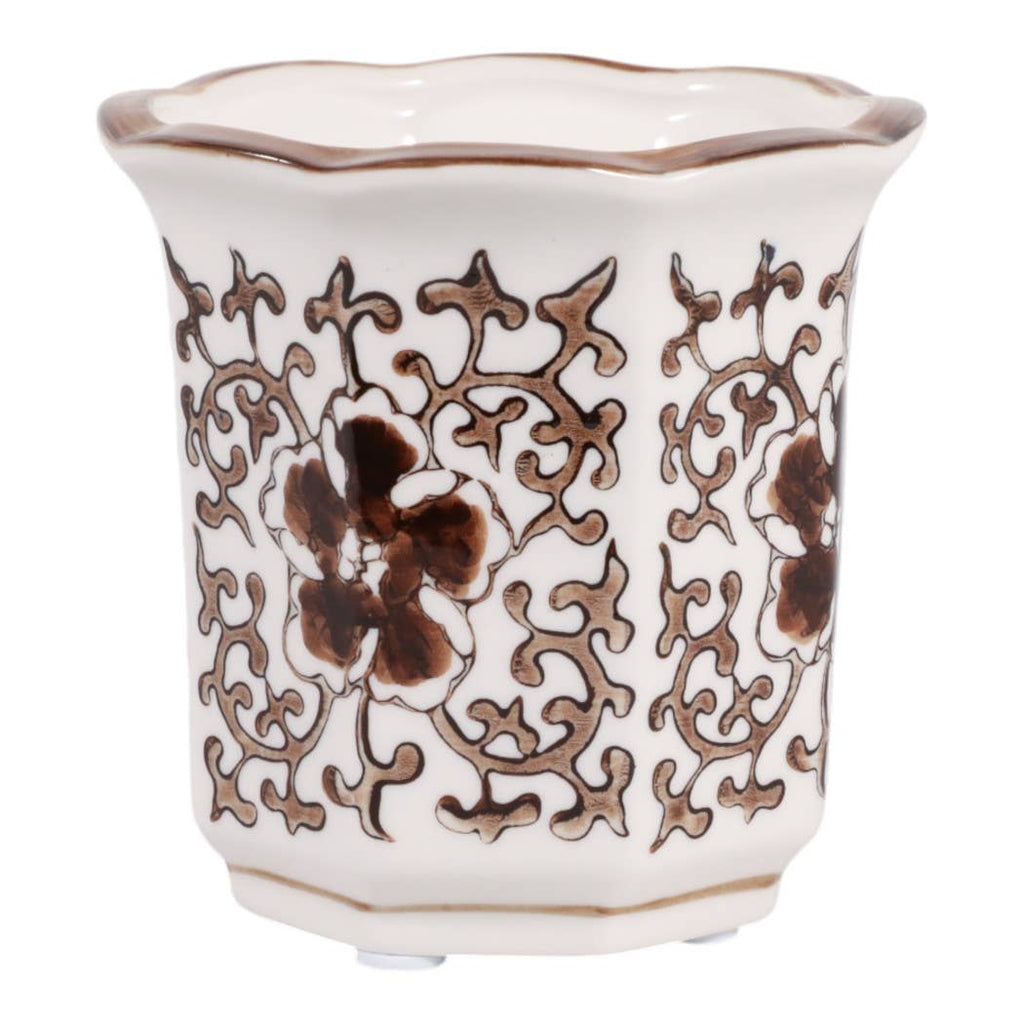 Plumeria Brown and White Ceramic Scented Candle