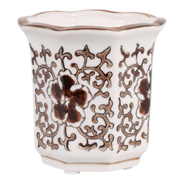 Plumeria Brown and White Ceramic Scented Candle
