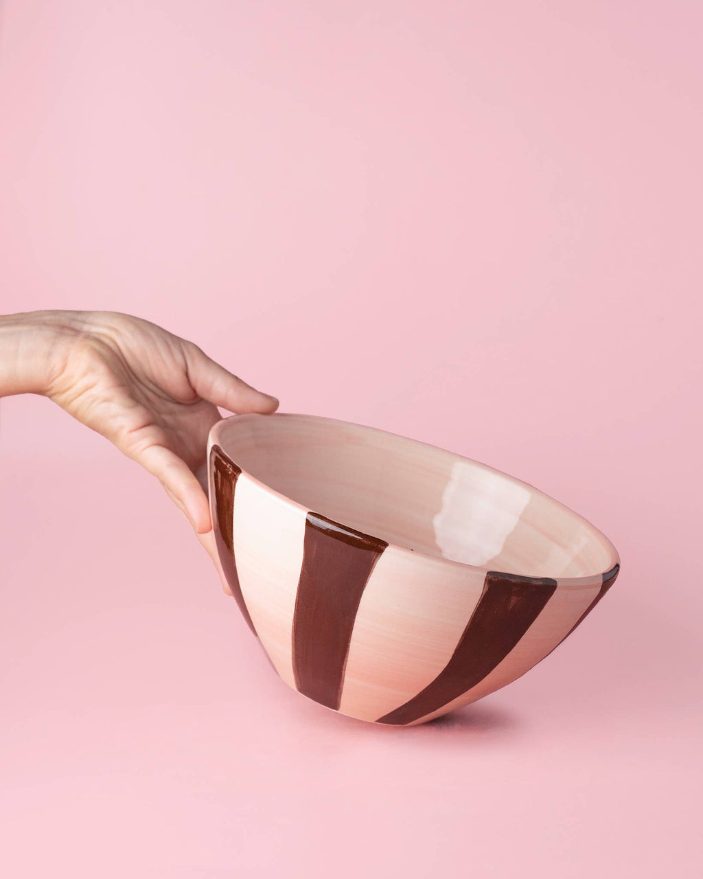 Ceramic salad bowl 1,5l - 21cm/PINK AND CHOCOLATE BROWN