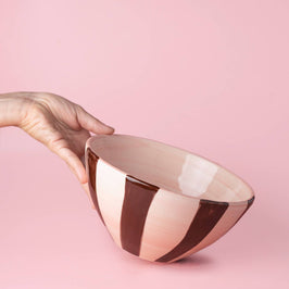 Ceramic Pink and Brown Salad Bowl