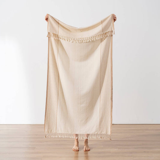 Turkish Hand/Dish Towels Peshtemal - Striped Tan