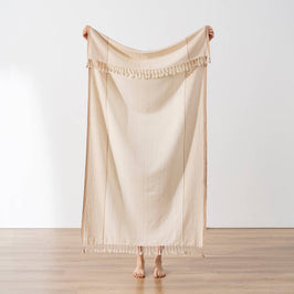 Turkish Hand/Dish Towels Peshtemal - Striped Tan