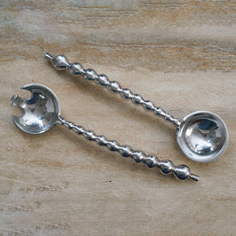 Aluminum Beaded Salad Servers