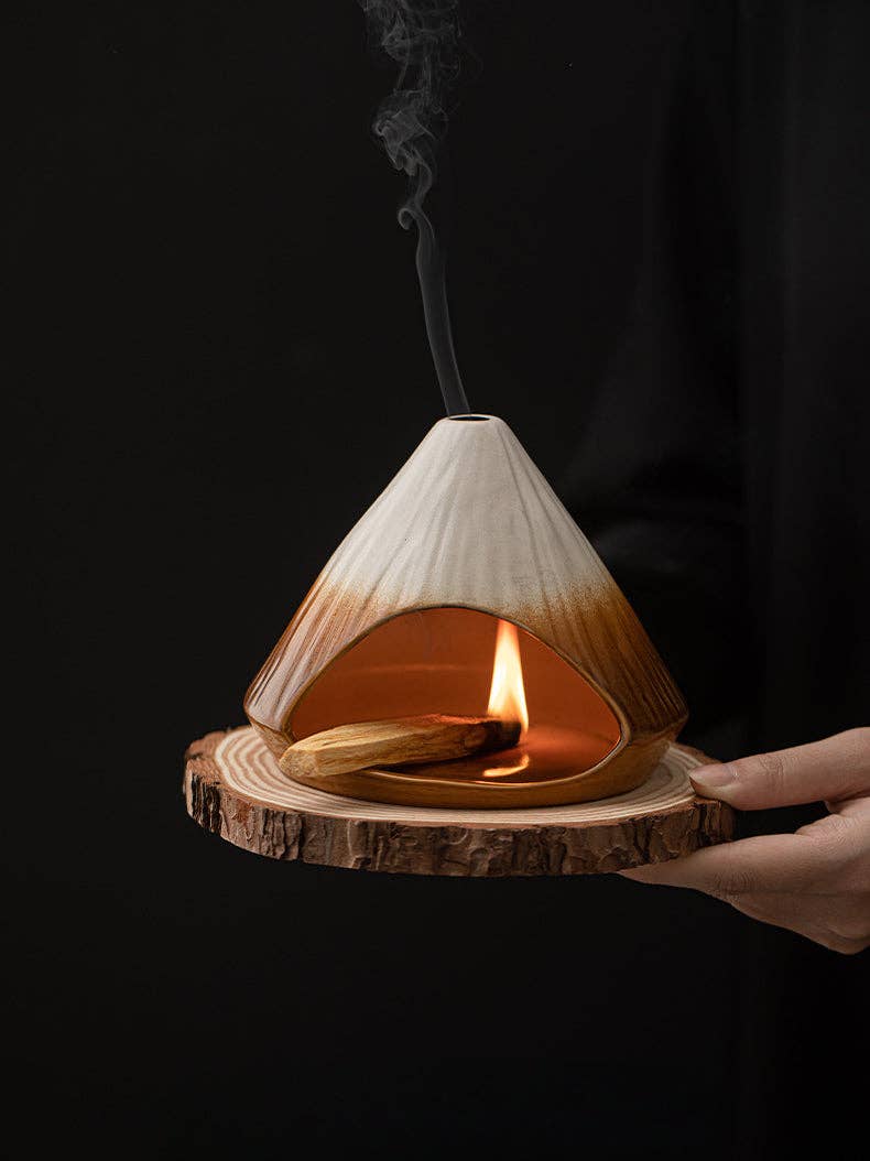 Mount Fuji Ceramic Incense Fireplace