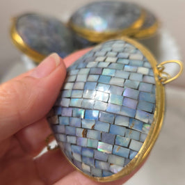 Polished Blue Crackle Shell Trinket Box