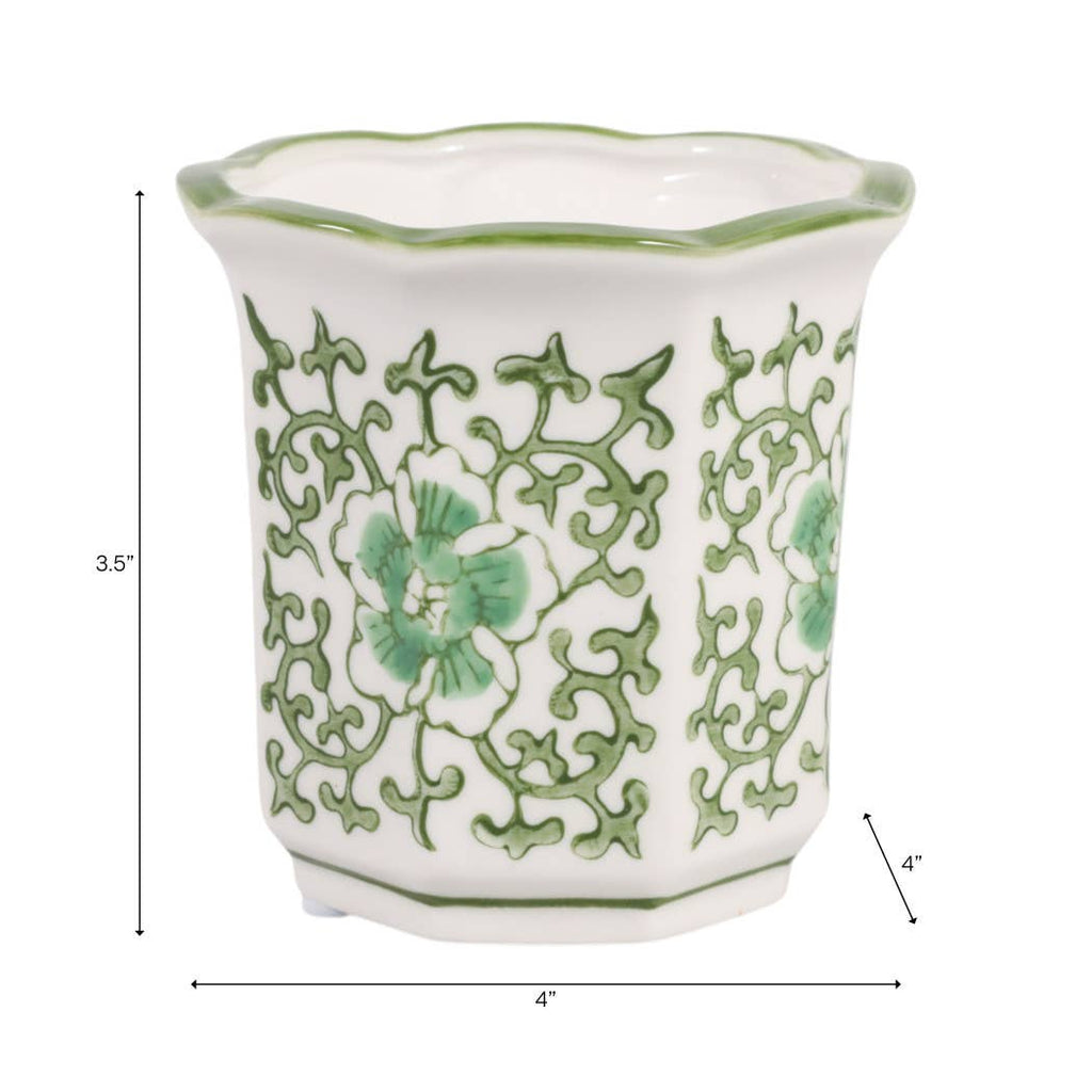Plumeria Green and White Ceramic Scented Candle
