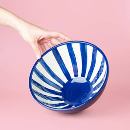Artisanal Blue & White Ceramic Serving Bowl