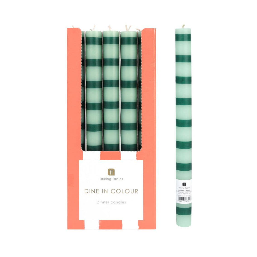 Green Stripe Dinner Candle