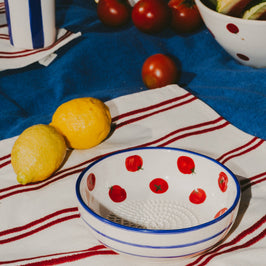 Medium Ceramic Grater Plate - Red & Blue