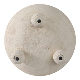 Planter - Ivory Pottery Round Textured On Ball Feet, 9 in.