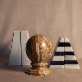 Statement Striped Black & White Bookends - Black and White Marble