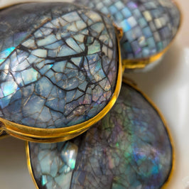 Polished Blue Crackle Shell Trinket Box
