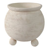 Planter - Ivory Pottery Round Textured On Ball Feet, 9 in.