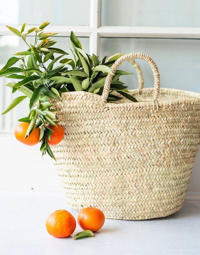 Moroccan Farmers Shopping Basket - Straw