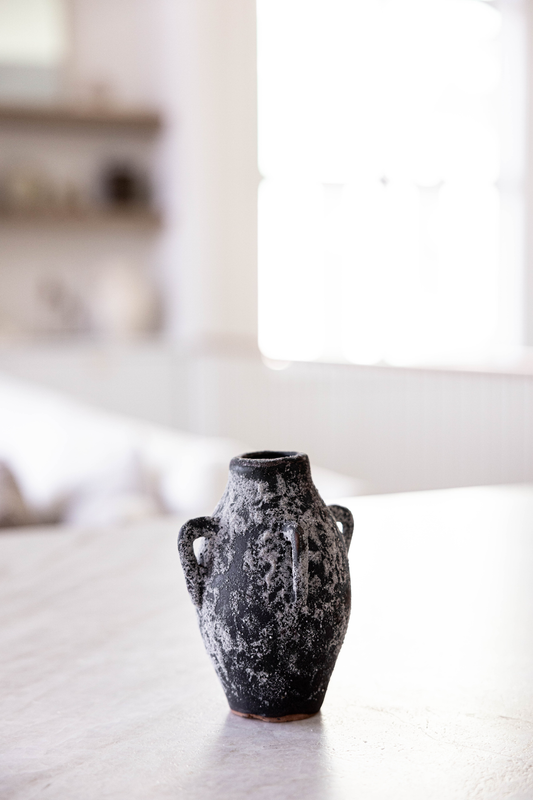 Thassos Four Handle Vase Black