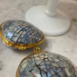 Polished Blue Crackle Shell Trinket Box