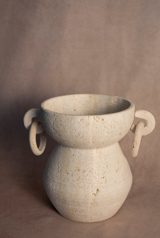 Vase With Rings - Travertine