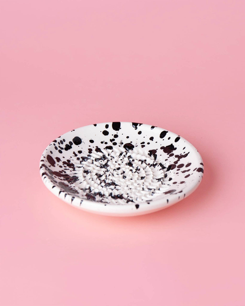 Small Ceramic Garlic Grater Plate - Black & White - Galaxy