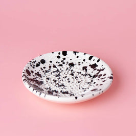 Small Ceramic Garlic Grater Plate - Black & White - Galaxy - Side view