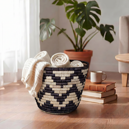 Black Kingra Woven Plant Pot Basket