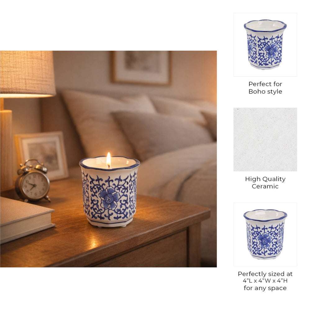 Jasmine Blue/White Ceramic Scented Candle