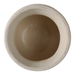 Planter - Ivory Pottery Round Textured On Ball Feet, 9 in.